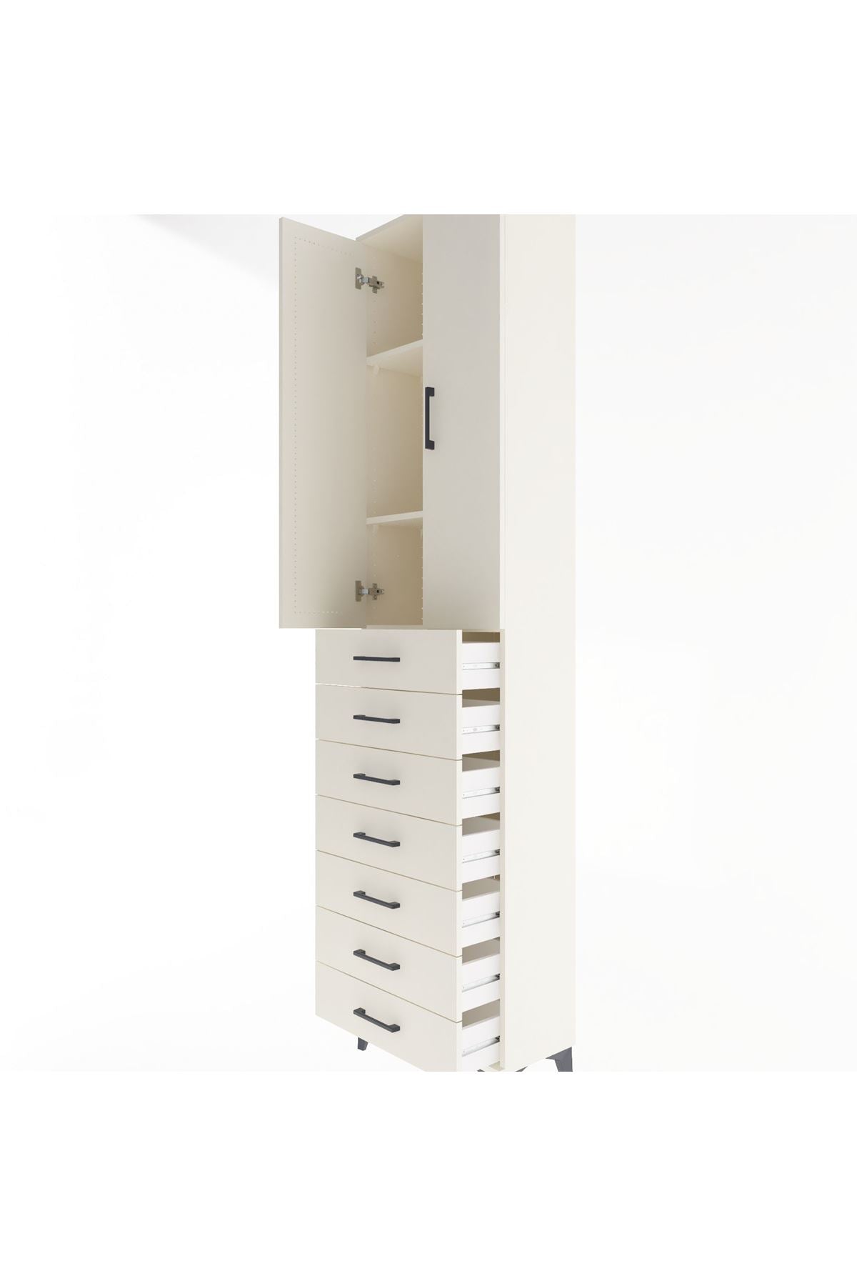 Arges Dolap 3 Raflı 7 Çekmeceli 2 Kapaklı 60x30x243 Aytaşı-Aytaşı