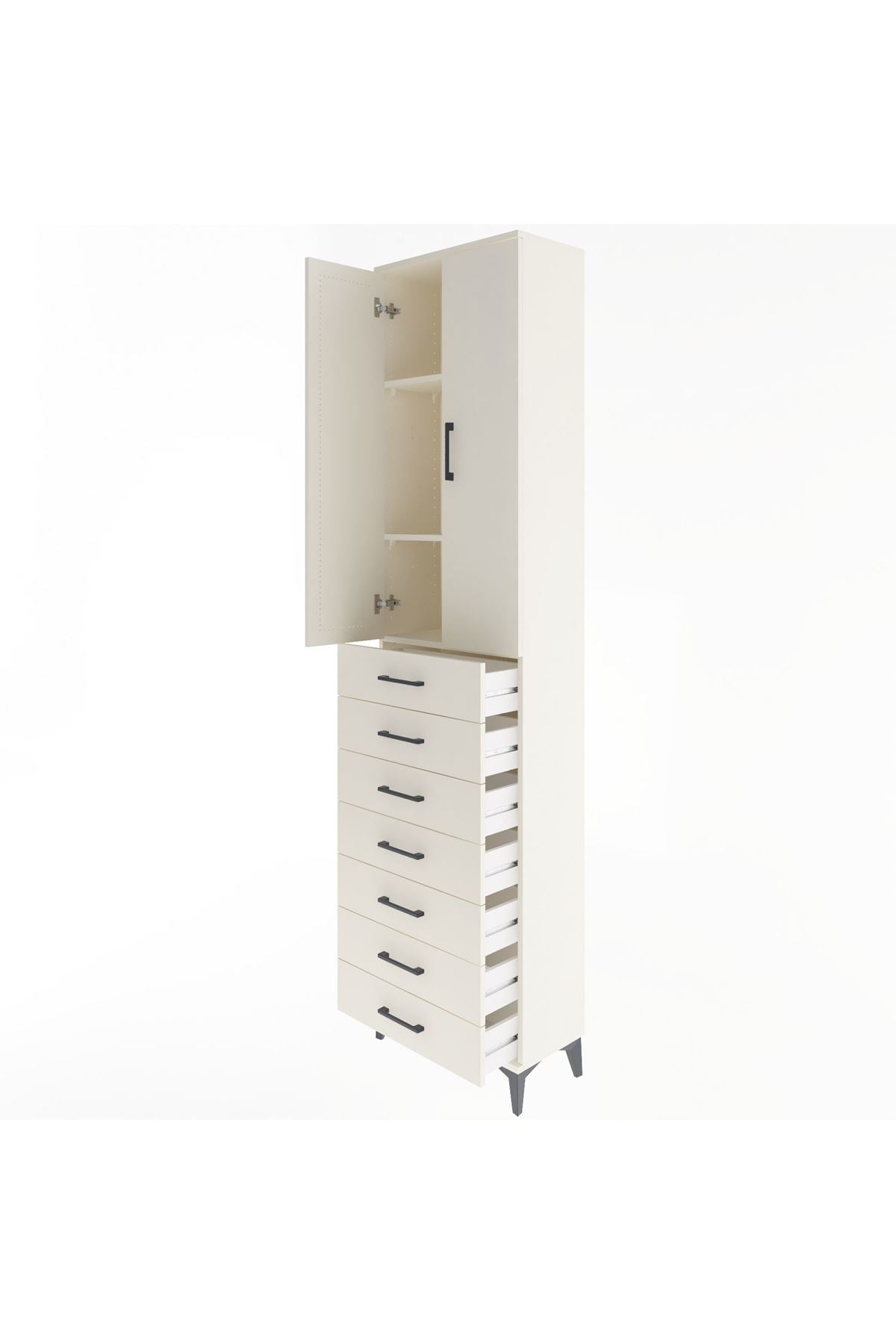 Arges Dolap 3 Raflı 7 Çekmeceli 2 Kapaklı 60x30x243 Aytaşı-Aytaşı