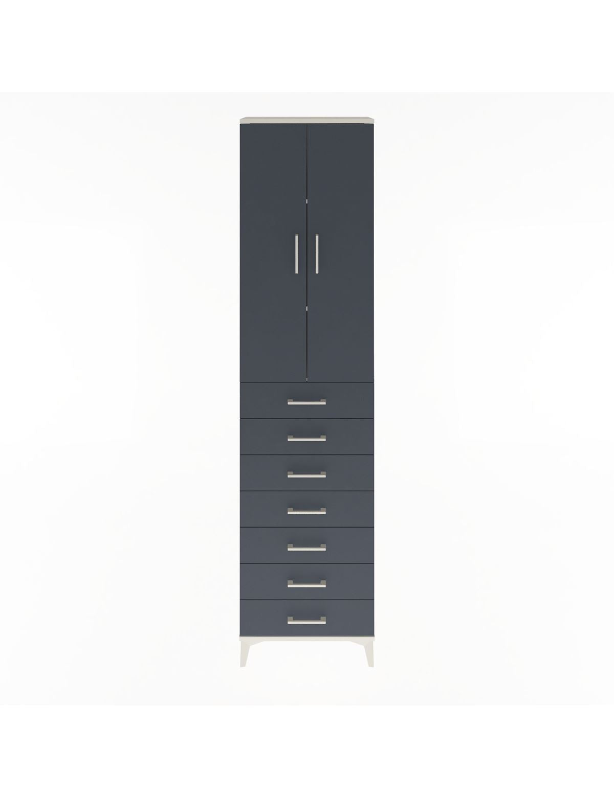 Arges Dolap 3 Raflı 7 Çekmeceli 2 Kapaklı 60x30x243 Aytaşı-Antrasit