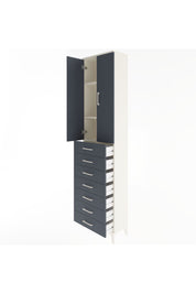 Arges Dolap 3 Raflı 7 Çekmeceli 2 Kapaklı 60x30x243 Aytaşı-Antrasit