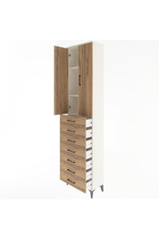 Arges Dolap 3 Raflı 7 Çekmeceli 2 Kapaklı 60x30x243 Aytaşı-Çam