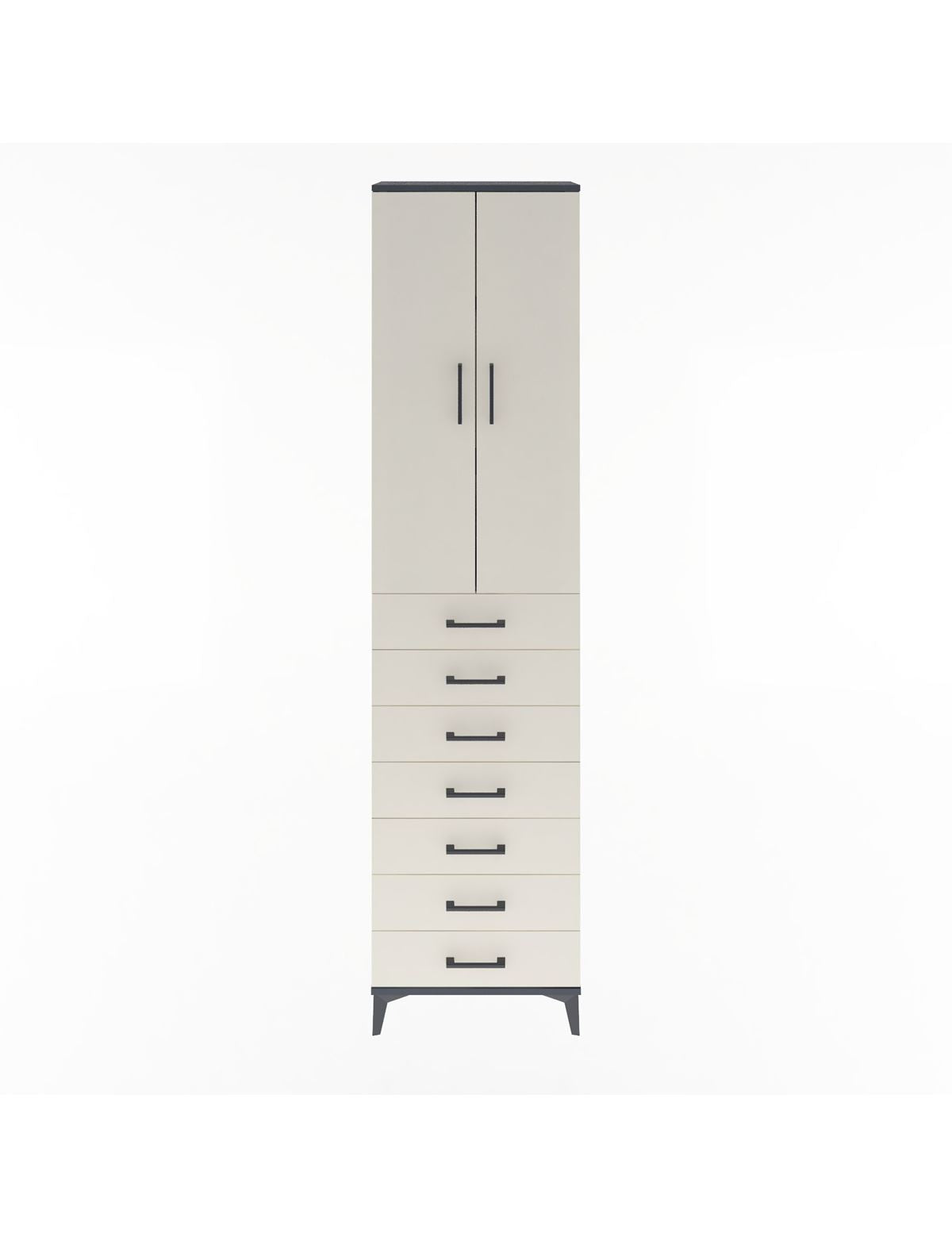 Arges Dolap 3 Raflı 7 Çekmeceli 2 Kapaklı 60x30x243 Antrasit-Aytaşı