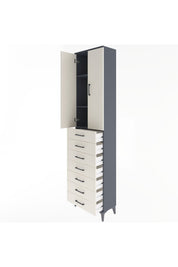 Arges Dolap 3 Raflı 7 Çekmeceli 2 Kapaklı 60x30x243 Antrasit-Aytaşı