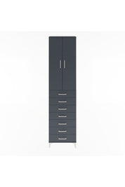 Arges Dolap 3 Raflı 7 Çekmeceli 2 Kapaklı 60x30x243 Antrasit-Antrasit