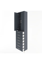 Arges Dolap 3 Raflı 7 Çekmeceli 2 Kapaklı 60x30x243 Antrasit-Antrasit