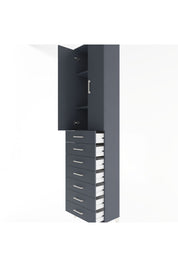 Arges Dolap 3 Raflı 7 Çekmeceli 2 Kapaklı 60x30x243 Antrasit-Antrasit