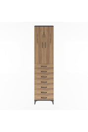 Arges Dolap 3 Raflı 7 Çekmeceli 2 Kapaklı 60x30x243 Antrasit-Çam