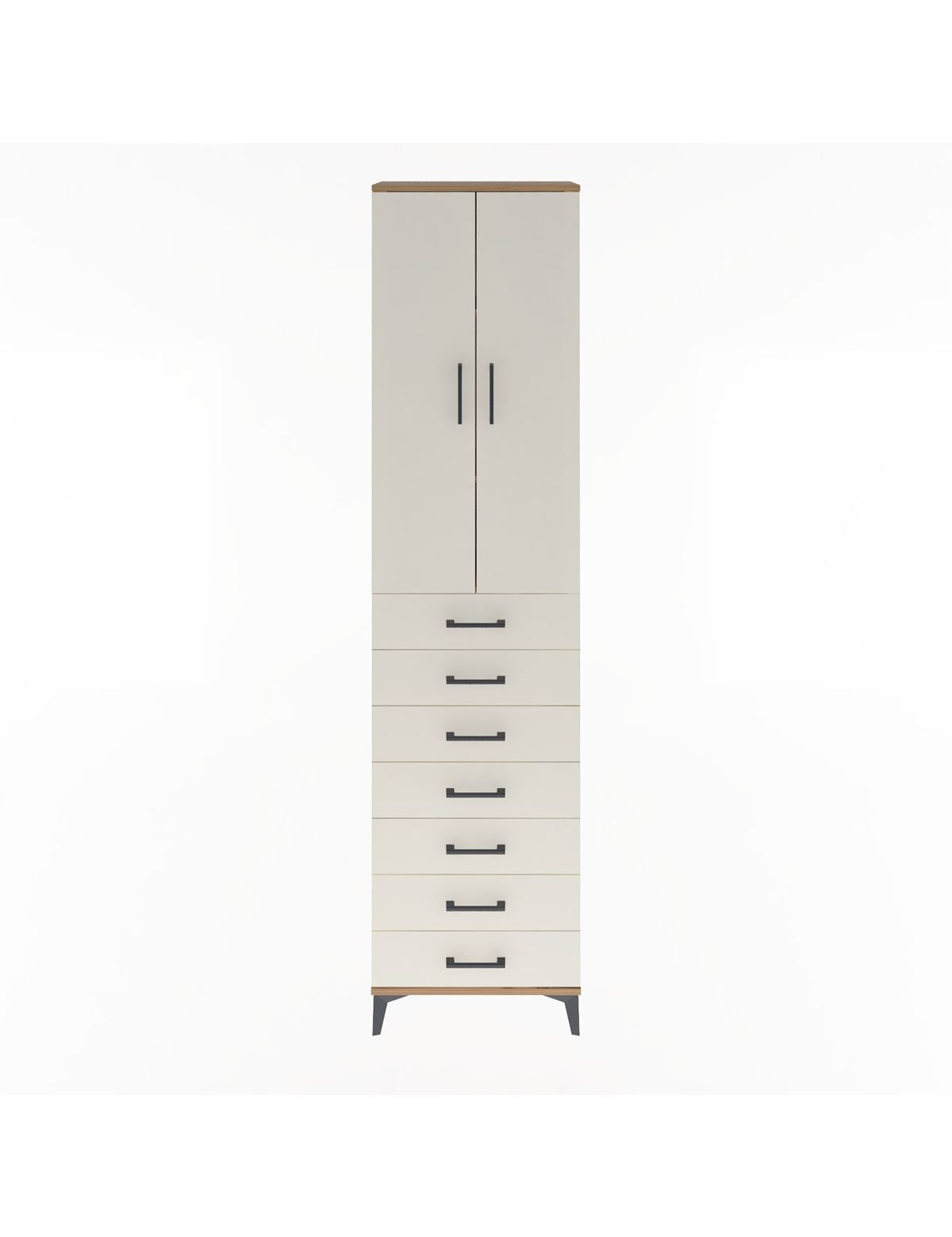 Arges Dolap 3 Raflı 7 Çekmeceli 2 Kapaklı 60x30x243 Çam-Aytaşı