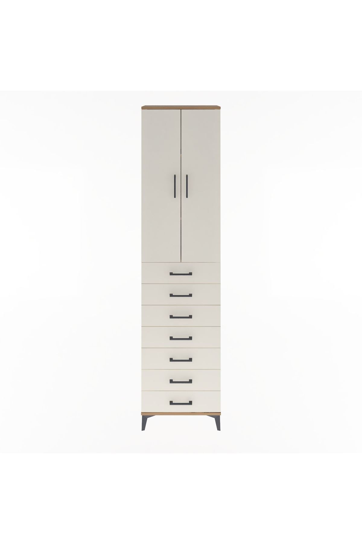 Arges Dolap 3 Raflı 7 Çekmeceli 2 Kapaklı 60x30x243 Çam-Aytaşı