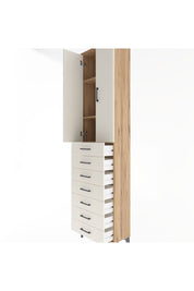 Arges Dolap 3 Raflı 7 Çekmeceli 2 Kapaklı 60x30x243 Çam-Aytaşı