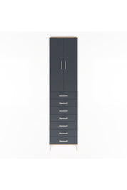 Arges Dolap 3 Raflı 7 Çekmeceli 2 Kapaklı 60x30x243 Çam-Antrasit