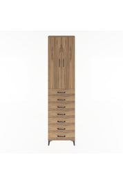 Arges Dolap 3 Raflı 7 Çekmeceli 2 Kapaklı 60x30x243 Çam-Çam