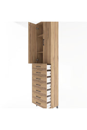 Arges Dolap 3 Raflı 7 Çekmeceli 2 Kapaklı 60x30x243 Çam-Çam