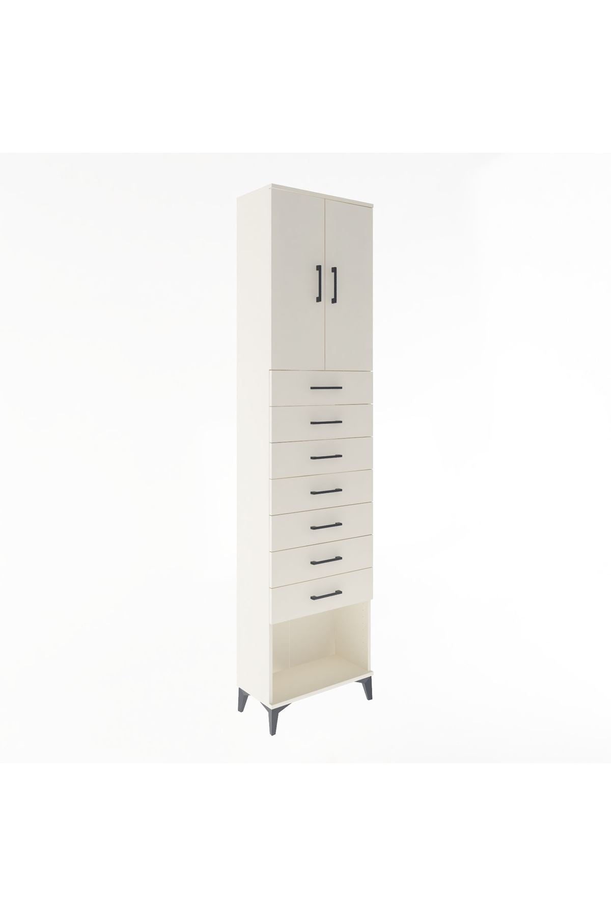 Arges Dolap 2 Raflı 7 Çekmeceli 2 Kapaklı 60x30x243 Aytaşı-Aytaşı