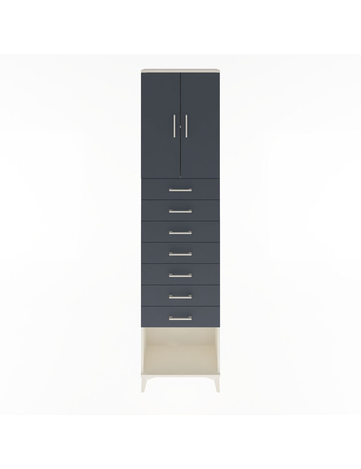 Arges Dolap 2 Raflı 7 Çekmeceli 2 Kapaklı 60x30x243 Aytaşı-Antrasit