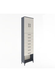 Arges Dolap 2 Raflı 7 Çekmeceli 2 Kapaklı 60x30x243 Antrasit-Aytaşı