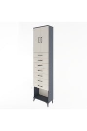 Arges Dolap 2 Raflı 7 Çekmeceli 2 Kapaklı 60x30x243 Antrasit-Aytaşı