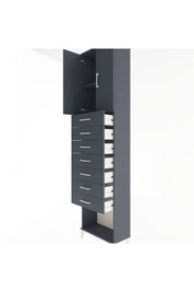 Arges Dolap 2 Raflı 7 Çekmeceli 2 Kapaklı 60x30x243 Antrasit-Antrasit