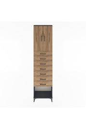 Arges Dolap 2 Raflı 7 Çekmeceli 2 Kapaklı 60x30x243 Antrasit-Çam