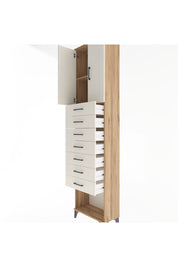 Arges Dolap 2 Raflı 7 Çekmeceli 2 Kapaklı 60x30x243 Çam-Aytaşı