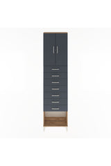 Arges Dolap 2 Raflı 7 Çekmeceli 2 Kapaklı 60x30x243