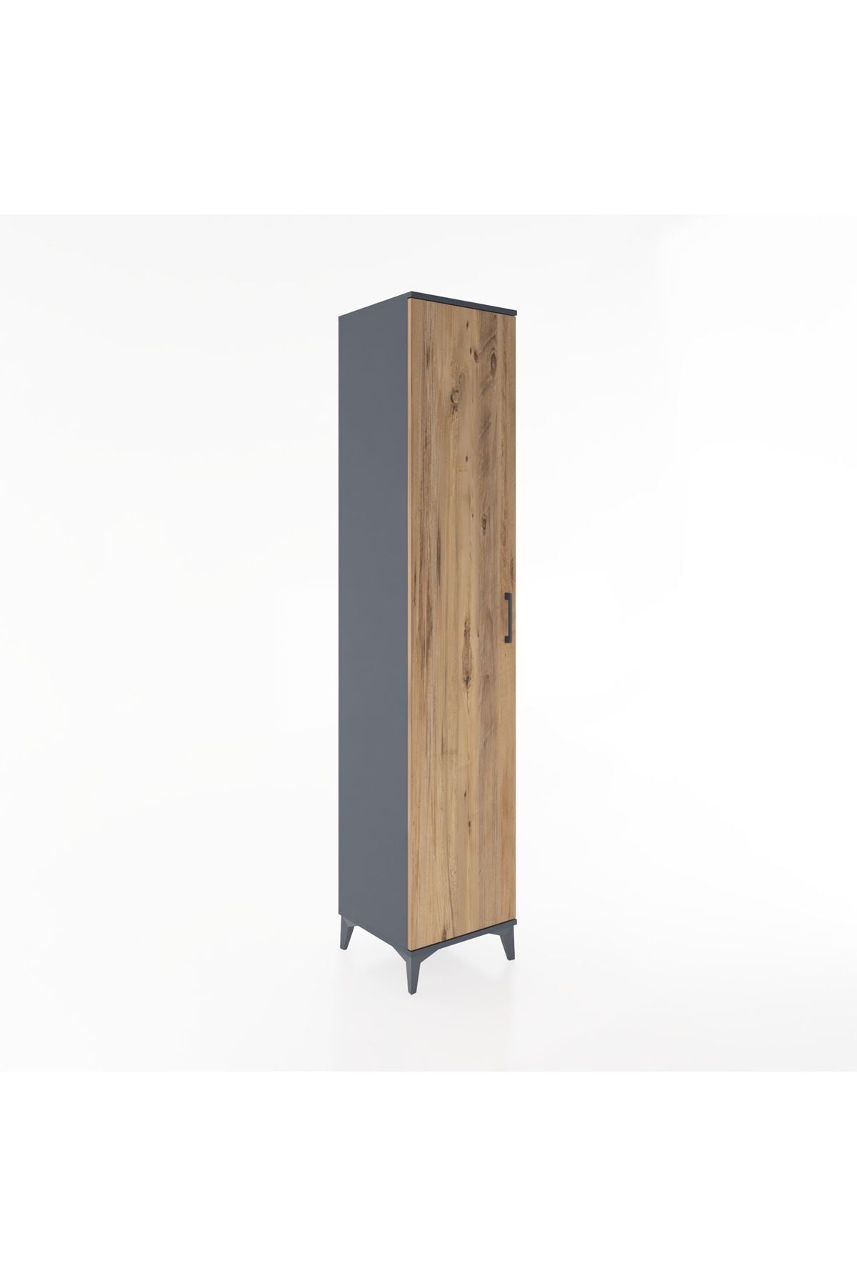 Hyperion Dolap 3 Raflı Tek Kapaklı 44x44x221 Antrasit-Çam