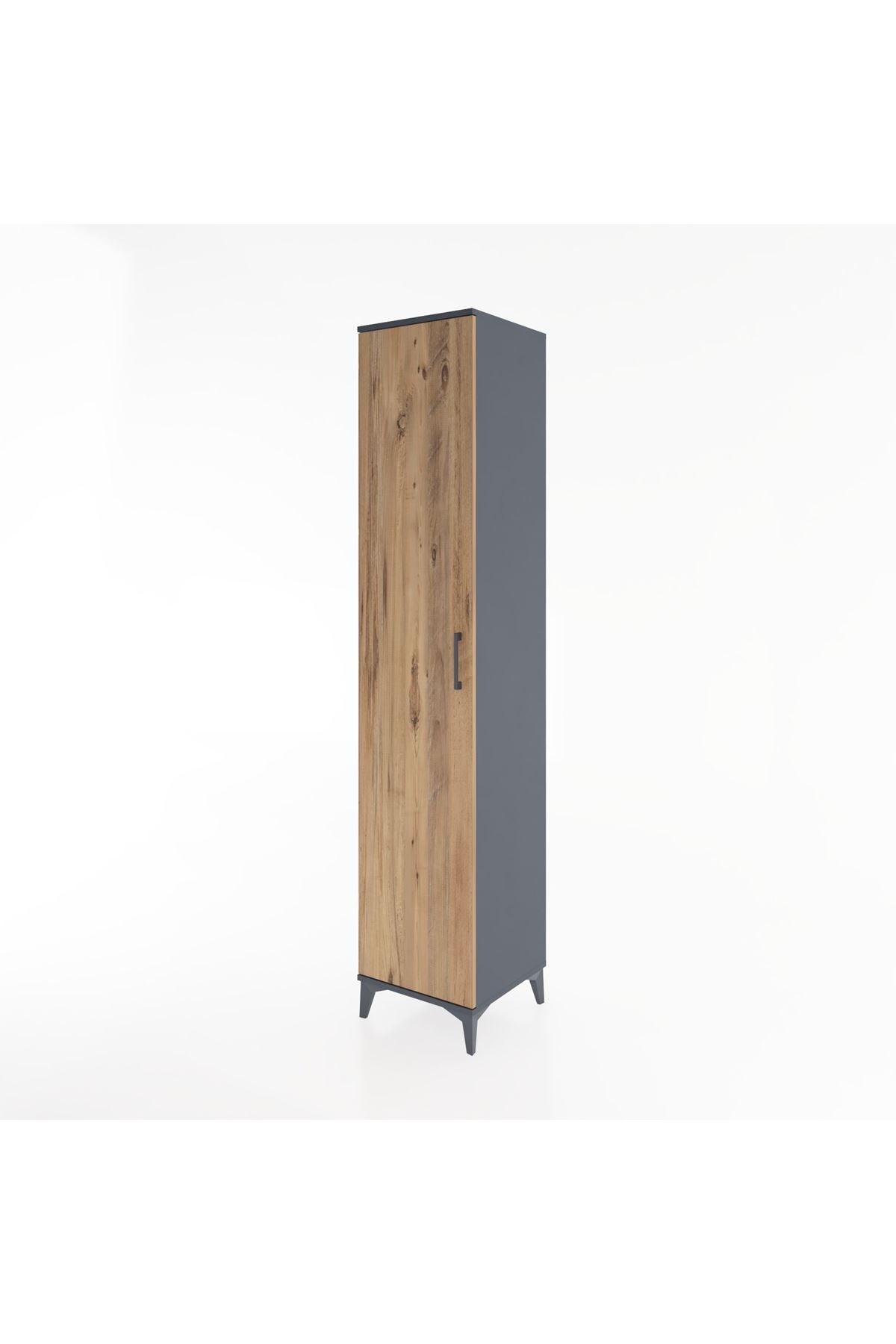 Hyperion Dolap 3 Raflı Tek Kapaklı 44x44x221 Antrasit-Çam