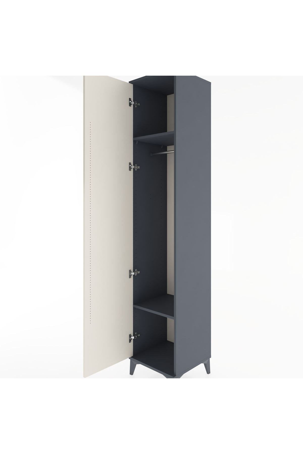 Hyperion Dolap 2 Raflı Tek Kapaklı Tek Askılı 44x44x221 Antrasit-Aytaşı
