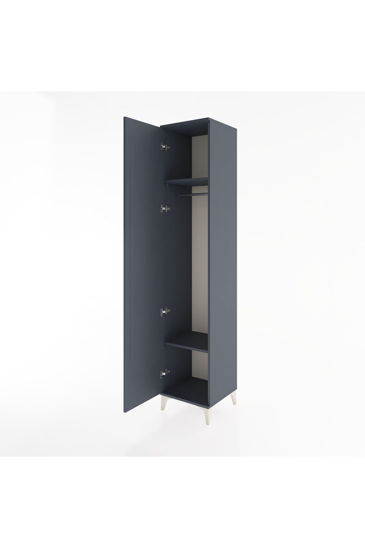 Hyperion Dolap 2 Raflı Tek Kapaklı Tek Askılı 44x44x221 Antrasit-Antrasit