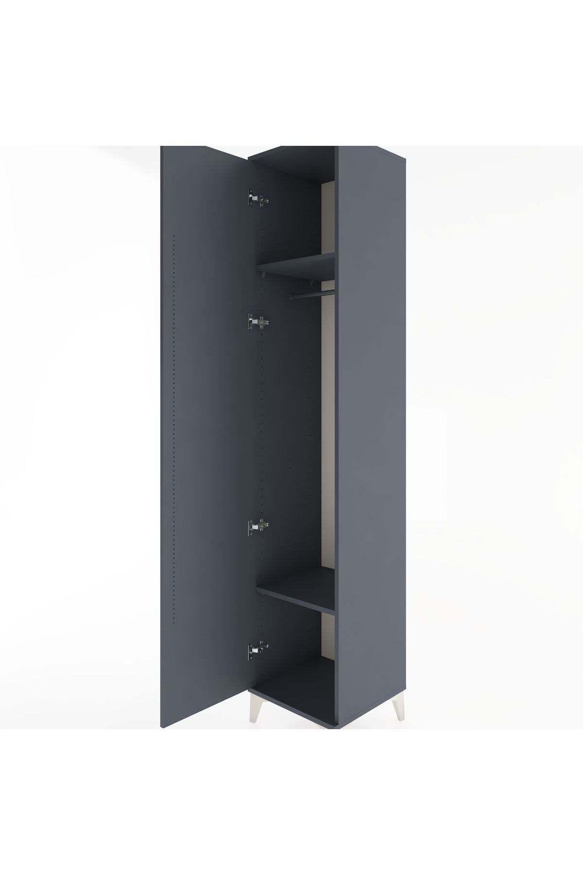 Hyperion Dolap 2 Raflı Tek Kapaklı Tek Askılı 44x44x221 Antrasit-Antrasit