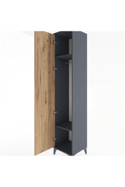 Hyperion Dolap 2 Raflı Tek Kapaklı Tek Askılı 44x44x221 Antrasit-Çam