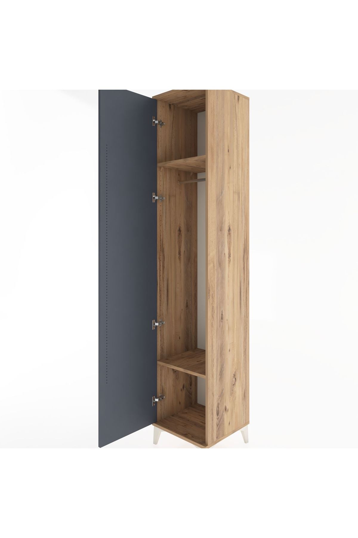 Hyperion Dolap 2 Raflı Tek Kapaklı Tek Askılı 44x44x221 Çam-Antrasit