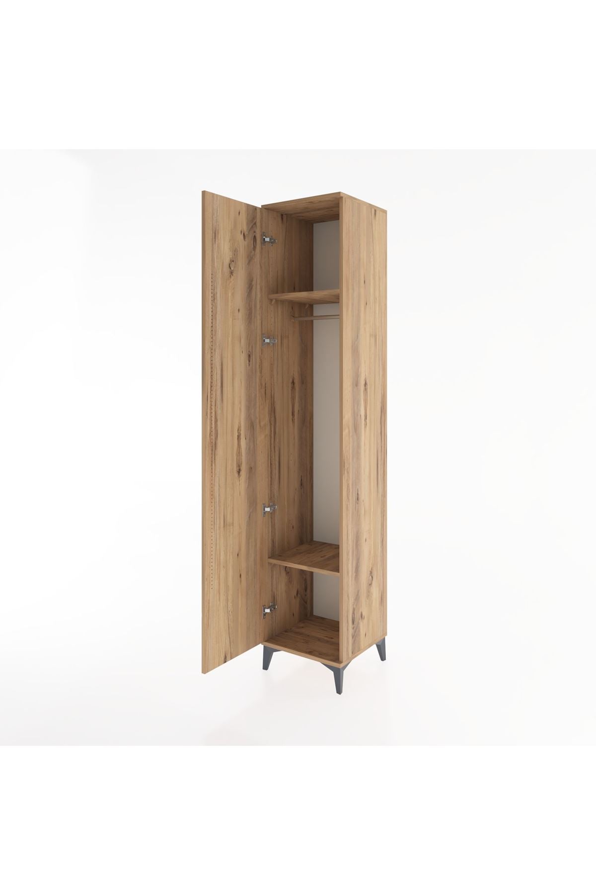 Hyperion Dolap 2 Raflı Tek Kapaklı Tek Askılı 44x44x221 Çam-Çam