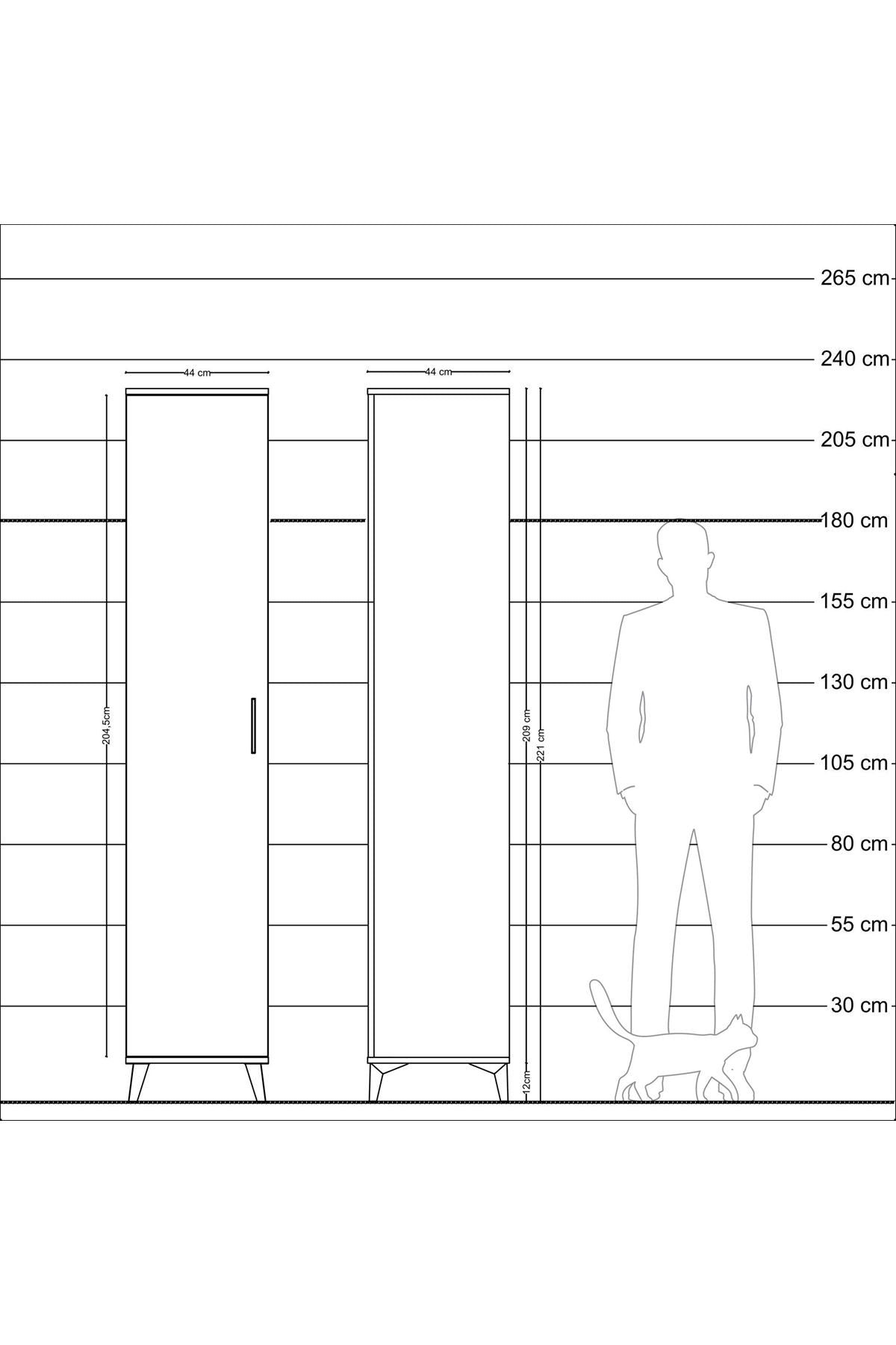 Hyperion Dolap 2 Raflı Tek Kapaklı Tek Askılı 44x44x221 Çam-Çam