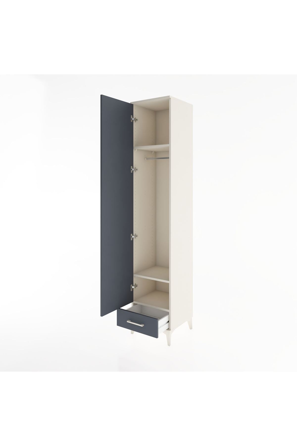 Hyperion Dolap 3 Raflı Tek Çekmeceli Tek Askılı 44x44x221 - S61M003V2B