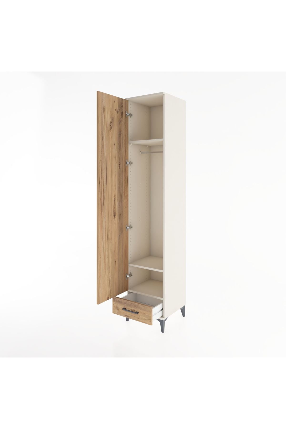 Hyperion Dolap 3 Raflı Tek Çekmeceli Tek Askılı 44x44x221 Aytaşı-Çam
