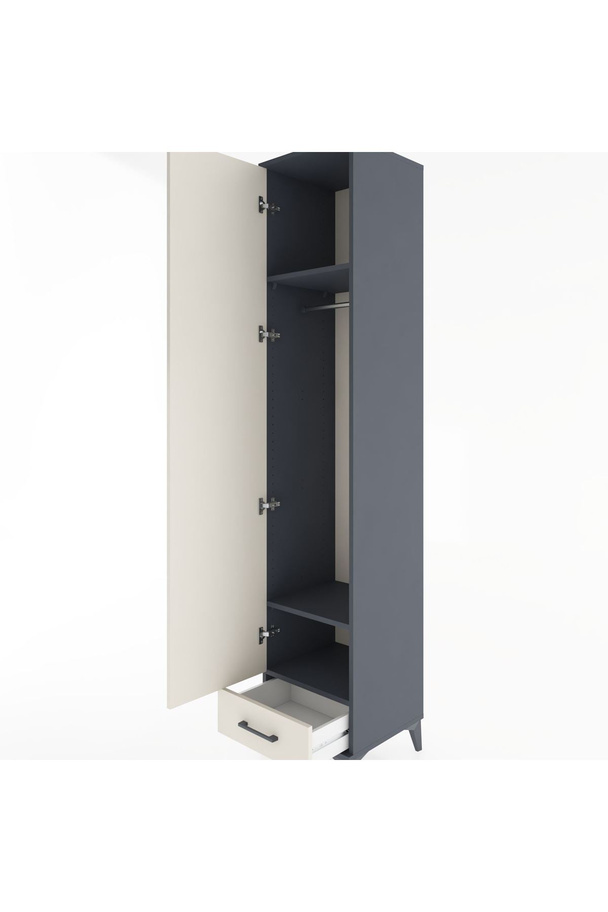 Hyperion Dolap 3 Raflı Tek Çekmeceli Tek Askılı 44x44x221 - S61M003V4B