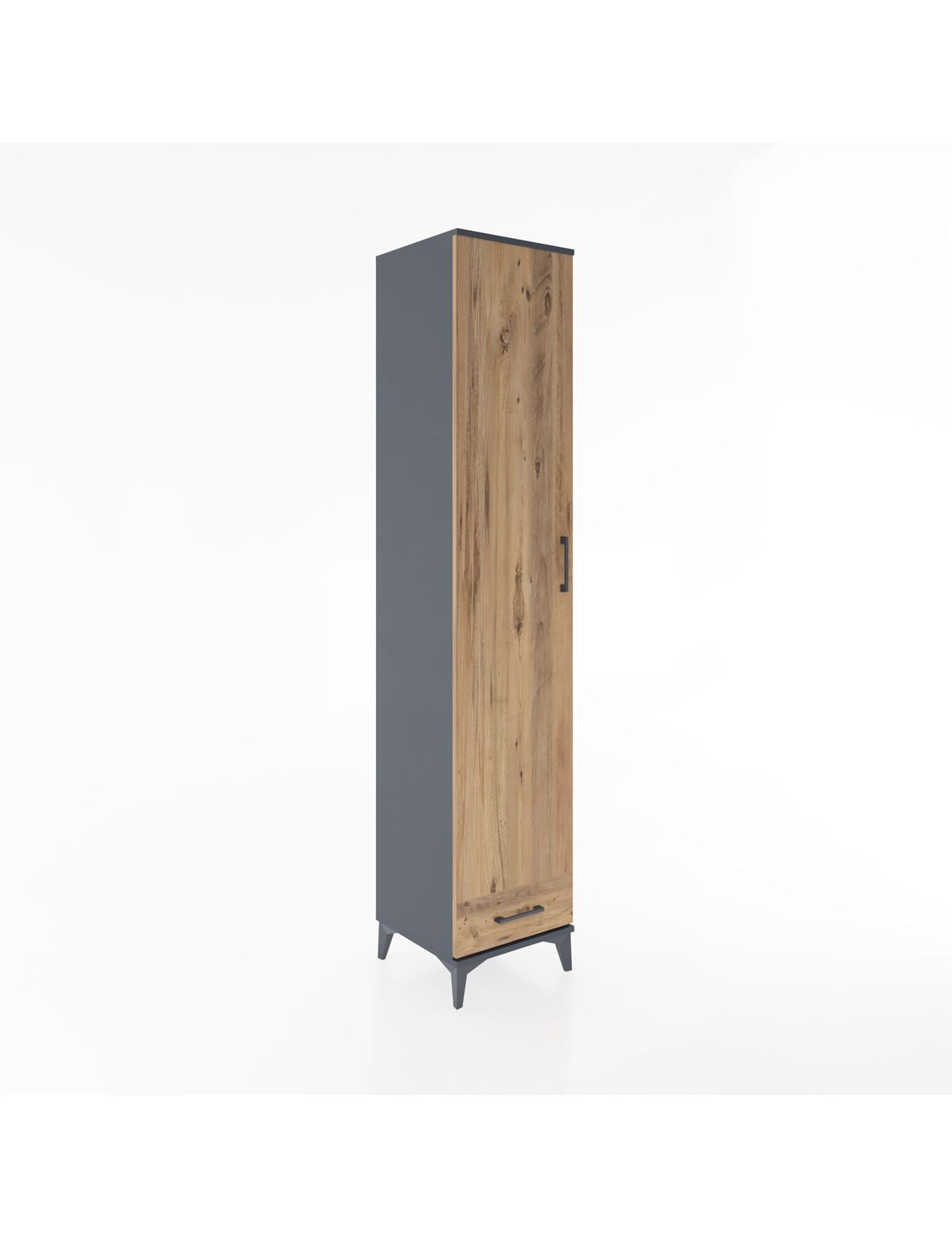 Hyperion Dolap 3 Raflı Tek Çekmeceli Tek Askılı 44x44x221 Antrasit-Çam