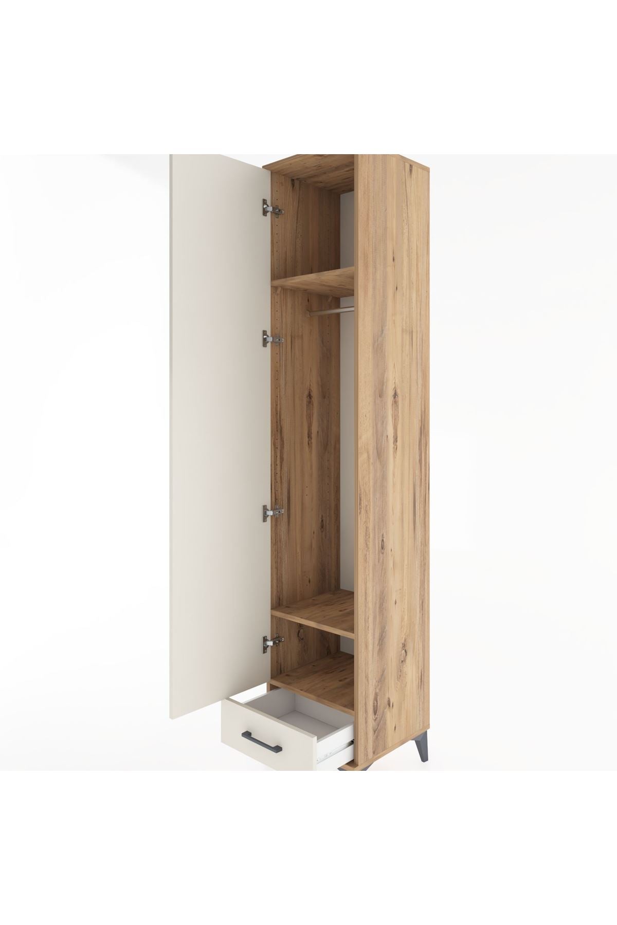 Hyperion Dolap 3 Raflı Tek Çekmeceli Tek Askılı 44x44x221 - S61M003V7B