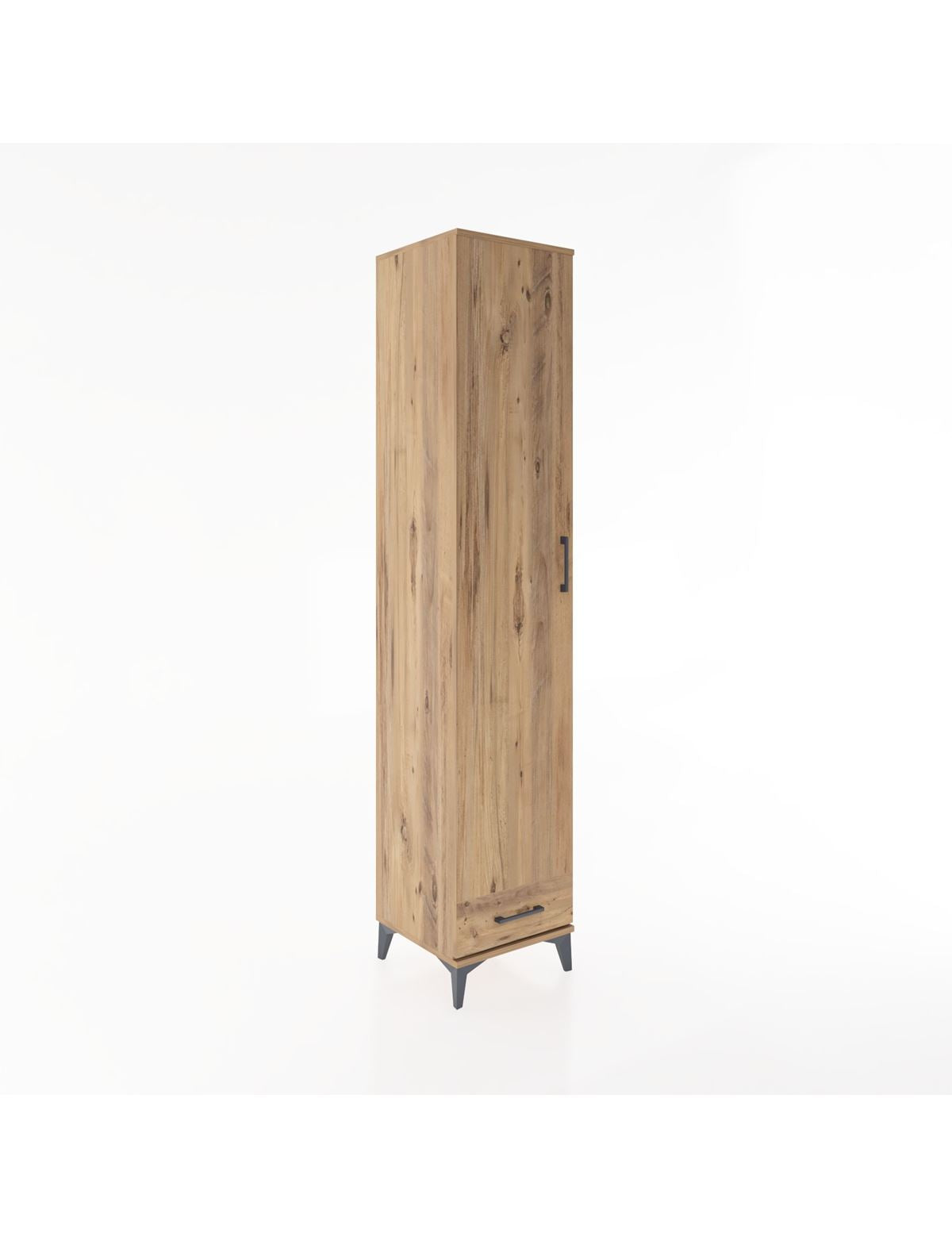 Hyperion Dolap 3 Raflı Tek Çekmeceli Tek Askılı 44x44x221 Çam-Çam
