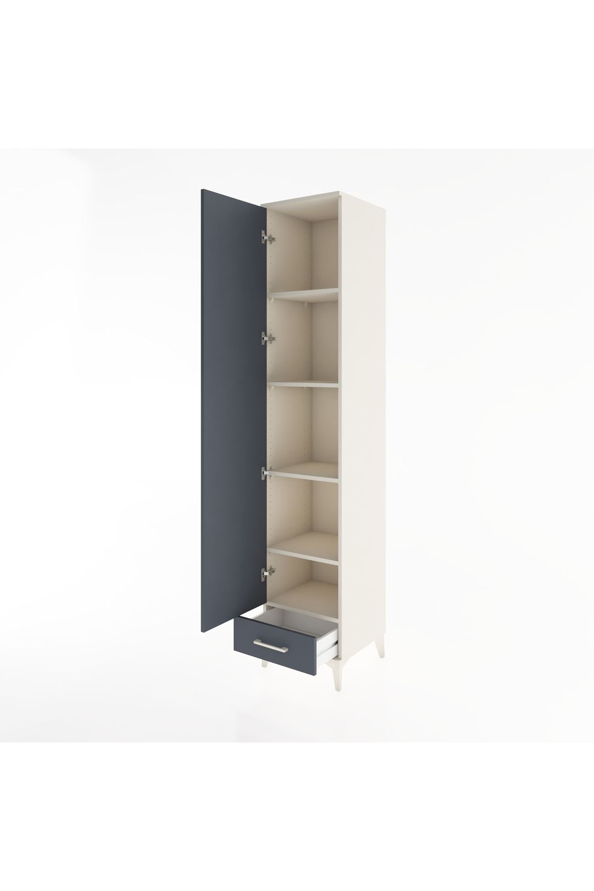 Hyperion Dolap 5 Raflı Tek Çekmeceli Tek Kapaklı 44x44x221 Aytaşı-Antrasit