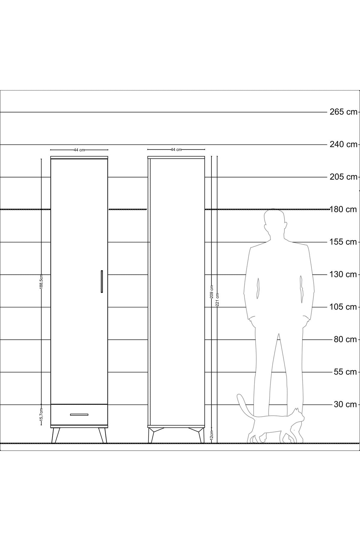 Hyperion Dolap 5 Raflı Tek Çekmeceli Tek Kapaklı 44x44x221 Aytaşı-Çam