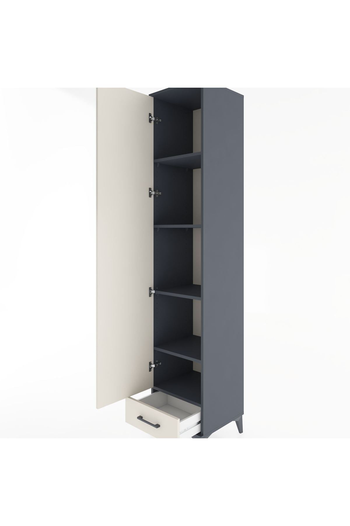 Hyperion Dolap 5 Raflı Tek Çekmeceli Tek Kapaklı 44x44x221 Antrasit-Aytaşı