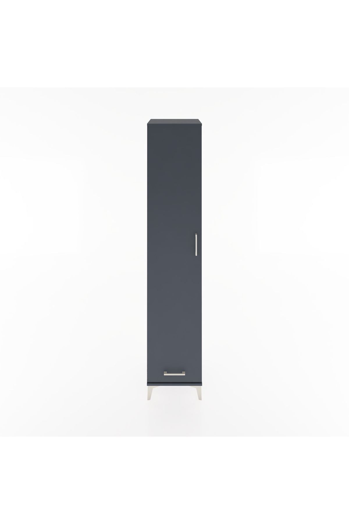 Hyperion Dolap 5 Raflı Tek Çekmeceli Tek Kapaklı 44x44x221 Antrasit-Antrasit