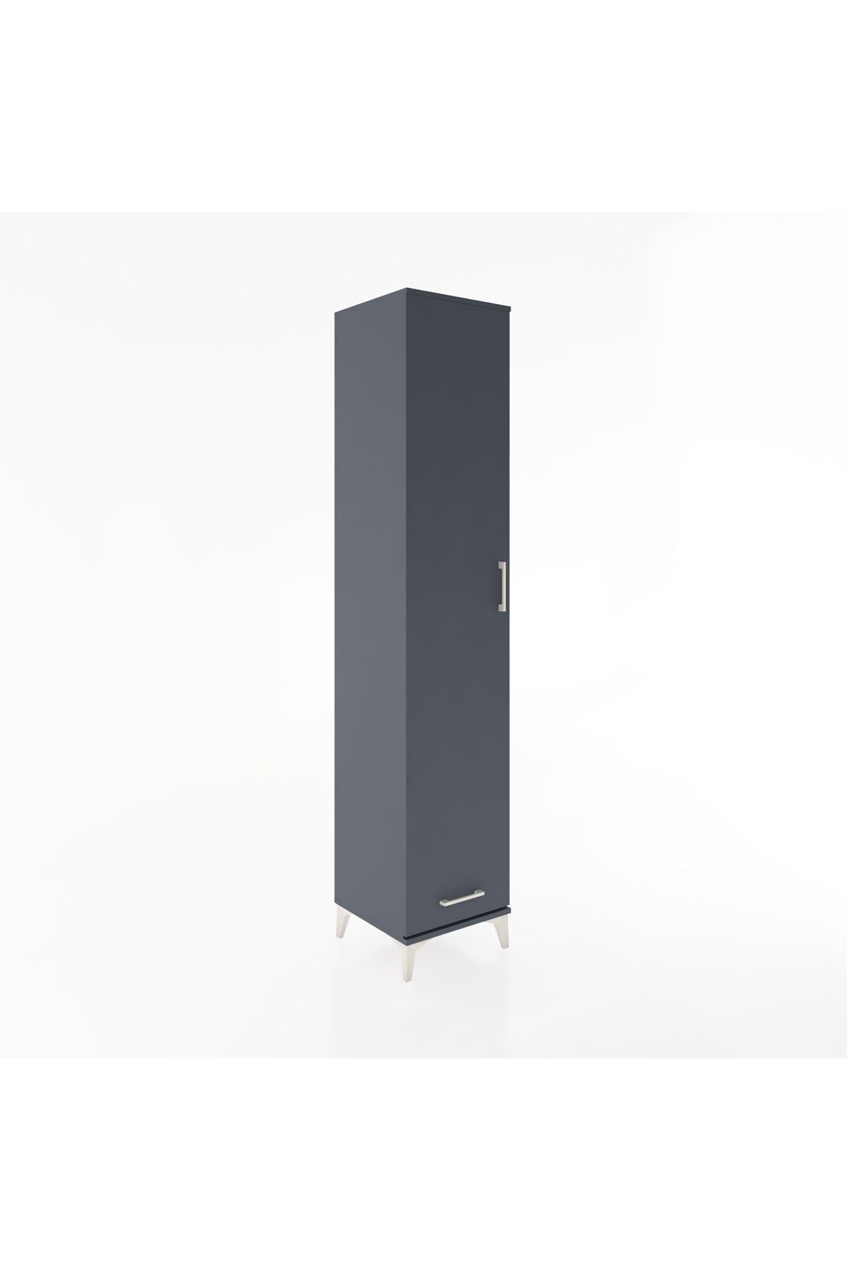 Hyperion Dolap 5 Raflı Tek Çekmeceli Tek Kapaklı 44x44x221 Antrasit-Antrasit