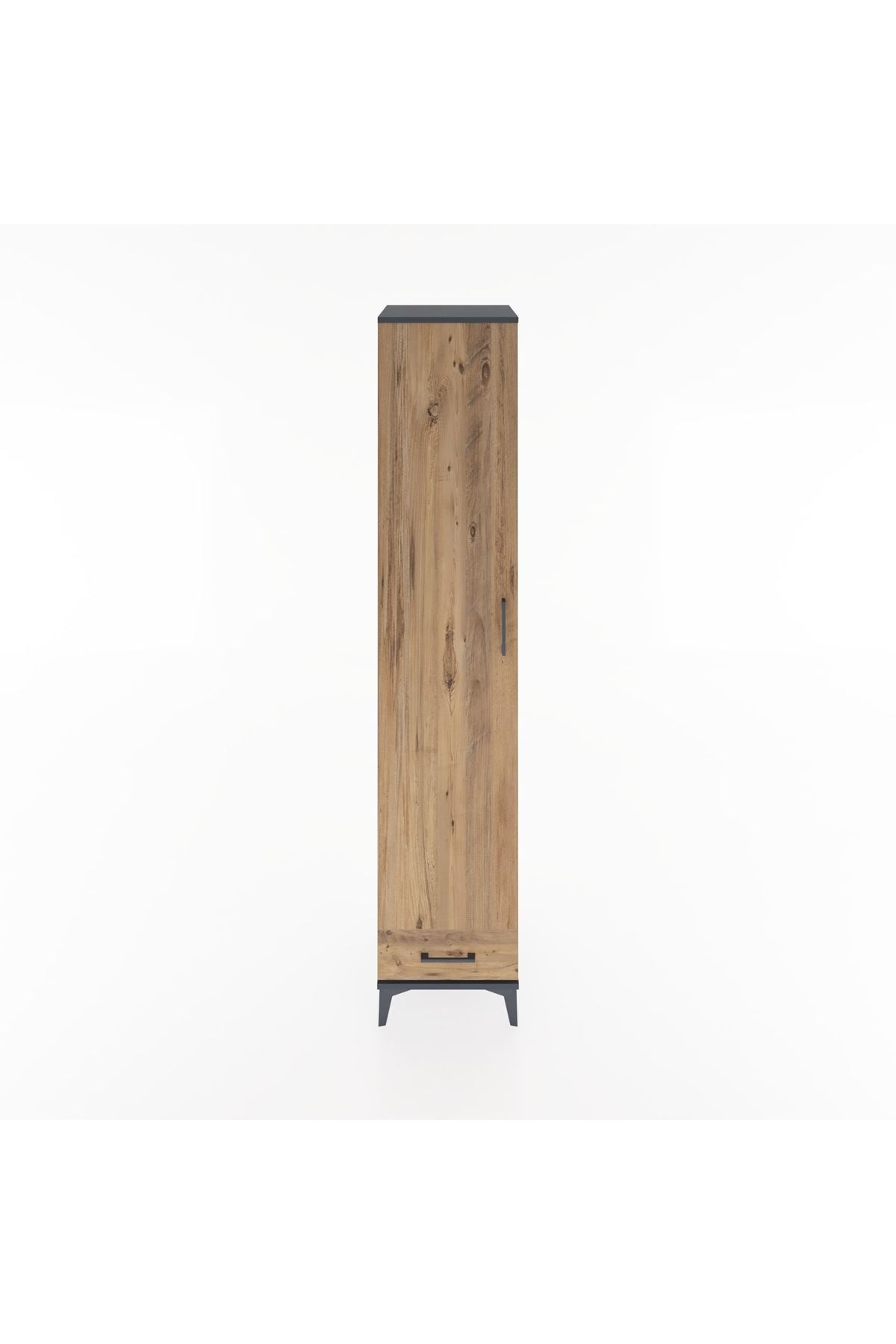 Hyperion Dolap 5 Raflı Tek Çekmeceli Tek Kapaklı 44x44x221 Antrasit-Çam