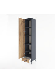 Hyperion Dolap 5 Raflı Tek Çekmeceli Tek Kapaklı 44x44x221 Antrasit-Çam