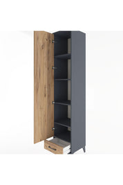 Hyperion Dolap 5 Raflı Tek Çekmeceli Tek Kapaklı 44x44x221 Antrasit-Çam