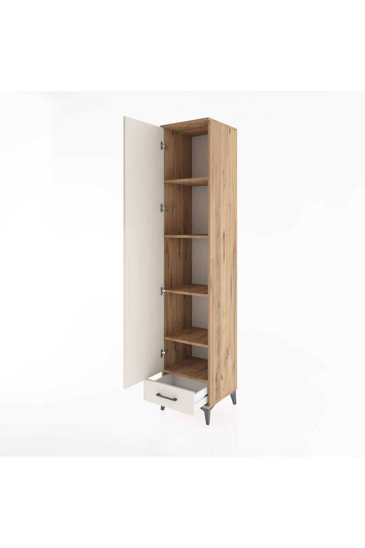 Hyperion Dolap 5 Raflı Tek Çekmeceli Tek Kapaklı 44x44x221 Çam-Aytaşı