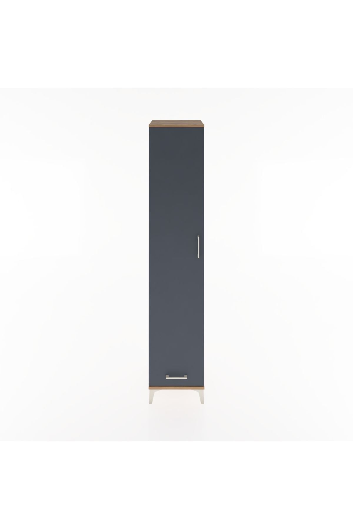 Hyperion Dolap 5 Raflı Tek Çekmeceli Tek Kapaklı 44x44x221 Çam-Antrasit